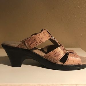 Easy Street Tan Wedge Sandals with Crisscross Straps